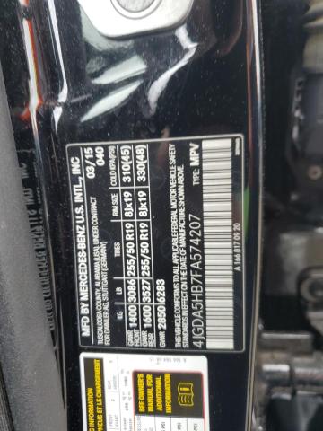 4JGDA5HB7FA574207 - 2015 MERCEDES-BENZ ML 350 4MATIC BLACK photo 13