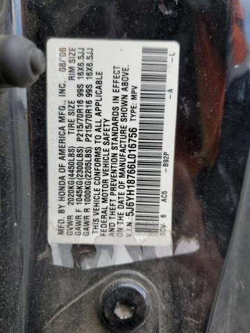 5J6YH18766L016756 - 2006 HONDA ELEMENT EX BLACK photo 12