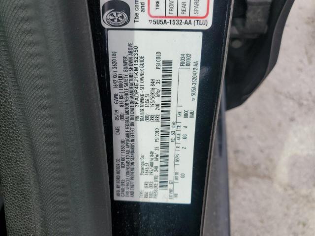 3FADP4EJ1KM152350 - 2019 FORD FIESTA SE BLACK photo 12