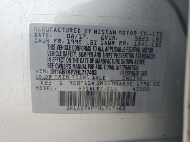 3N1AB7AP7HL717483 - 2017 NISSAN SENTRA S SILVER photo 13