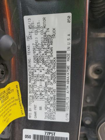 5TFJU4GN3DX046145 - 2013 TOYOTA TACOMA DOUBLE CAB PRERUNNER GRAY photo 13