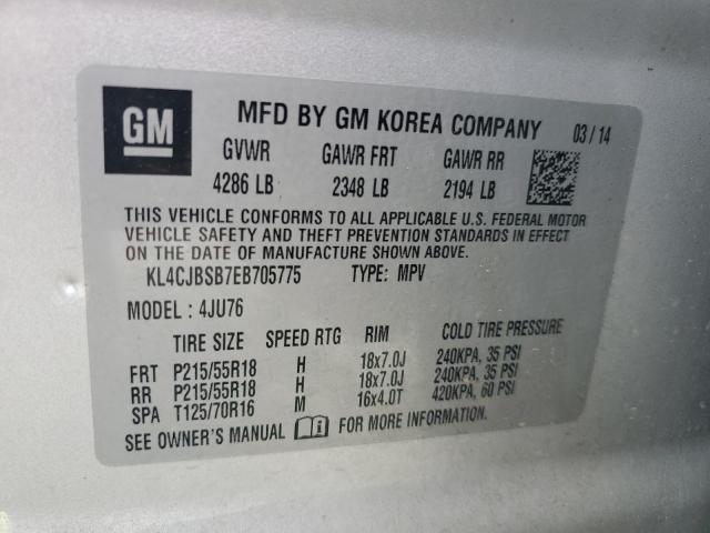 KL4CJBSB7EB705775 - 2014 BUICK ENCORE CONVENIENCE 银色 照片 12