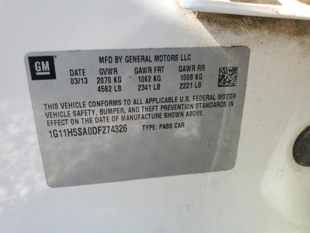 1G11H5SA0DF274326 - 2013 CHEVROLET MALIBU LTZ თეთრი ფოტო 12