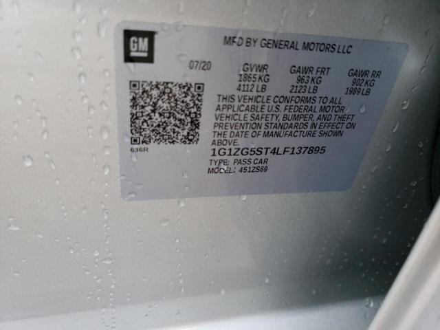 1G1ZG5ST4LF137895 - 2020 CHEVROLET MALIBU RS 银色 照片 12