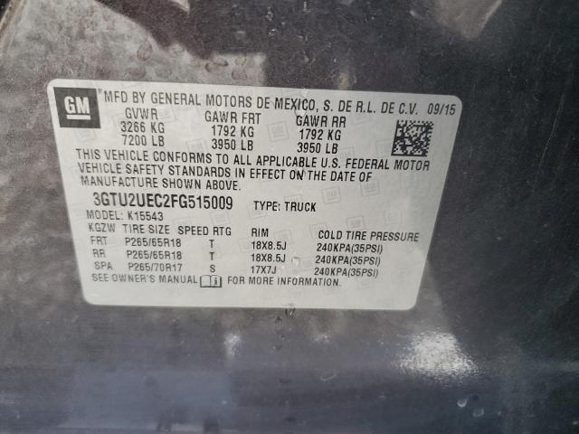 3GTU2UEC2FG515009 - 2015 GMC SIERRA K1500 SLE CHARCOAL photo 12