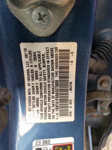 19XFA1F65AE073009 - 2010 HONDA CIVIC LX-S أزرق صورة 12
