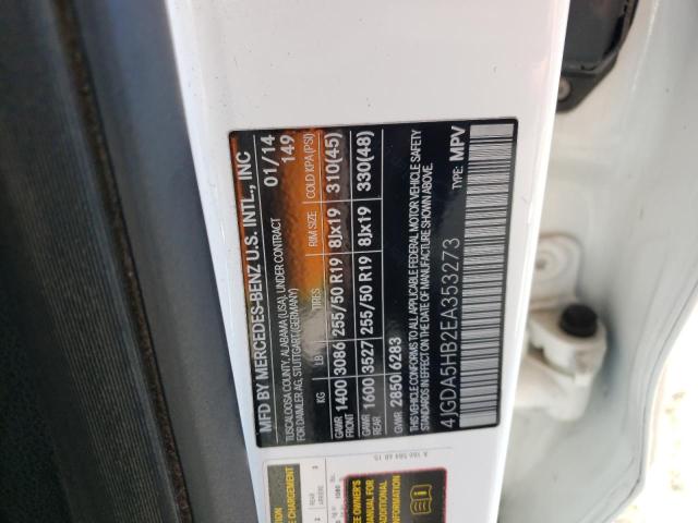 4JGDA5HB2EA353273 - 2014 MERCEDES-BENZ ML 350 4MATIC WHITE photo 13