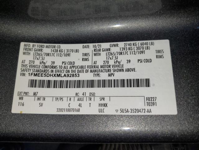 1FMEE5DHXMLA92853 - 2021 FORD BRONCO BASE 灰色 照片 13