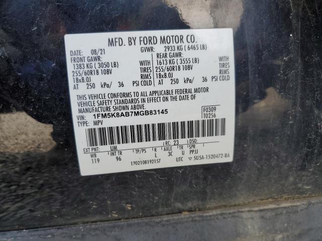 1FM5K8AB7MGB83145 - 2021 FORD EXPLORER POLICE INTERCEPTOR 黑色 照片 13