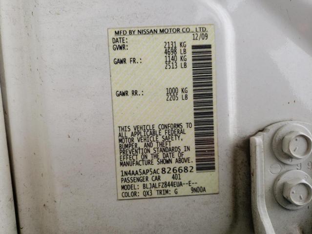 1N4AA5AP5AC826682 - 2010 NISSAN MAXIMA S WHITE photo 12