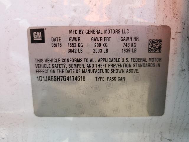 1G1JA6SH7G4174618 - 2016 CHEVROLET SONIC LS WHITE photo 12