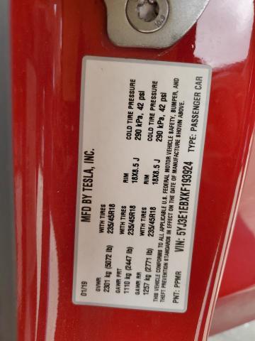 5YJ3E1EBXKF193924 - 2019 TESLA MODEL 3 Czerwony zdjęcie 13