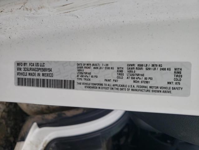 3C6LRVAG3PE569154 - 2023 RAM PROMASTER 1500 STANDARD WHITE photo 14