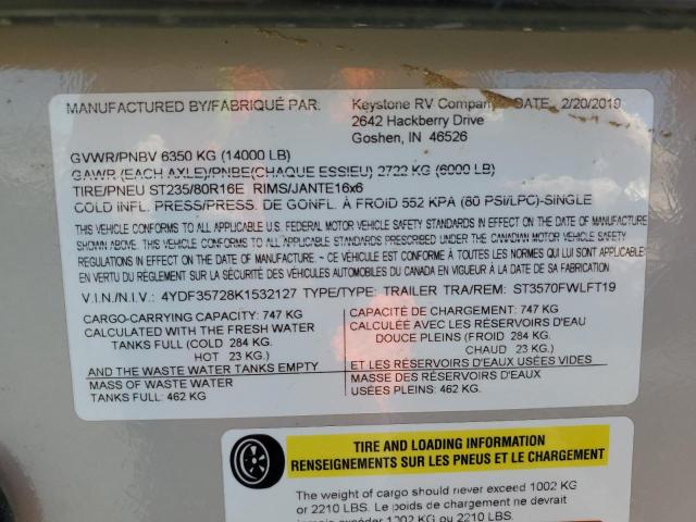 4YDF35728K1532127 - 2019 KEYSTONE SPRINTER WHITE photo 10