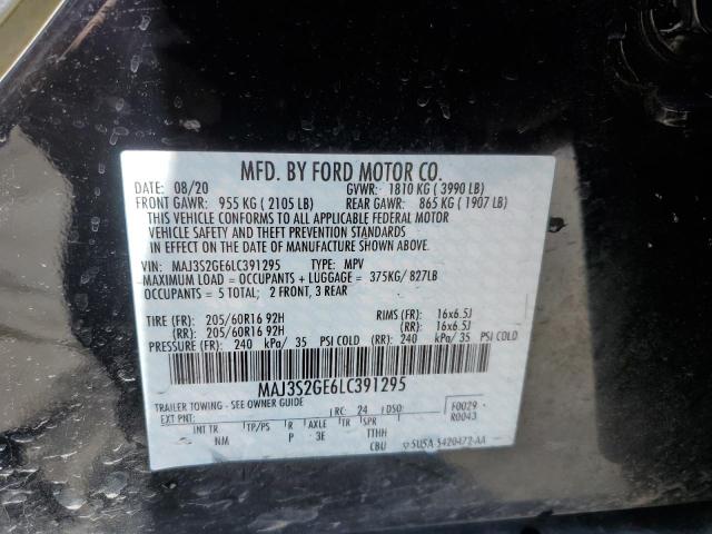 MAJ3S2GE6LC391295 - 2020 FORD ECOSPORT SE BLACK photo 13