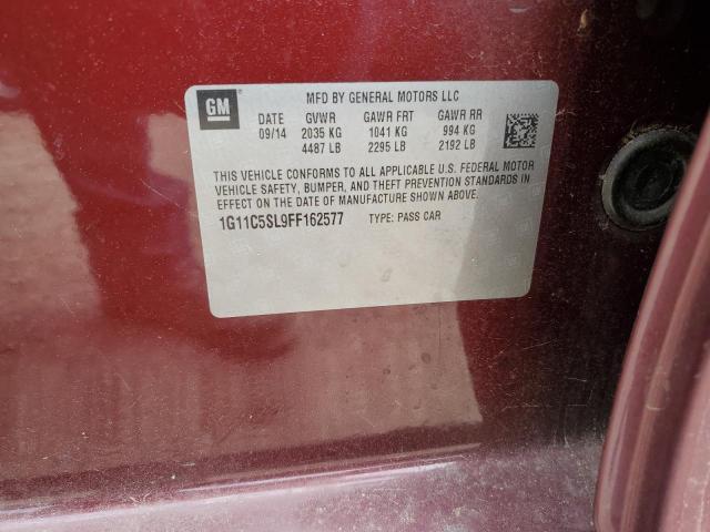 1G11C5SL9FF162577 - 2015 CHEVROLET MALIBU 1LT BURGUNDY photo 12