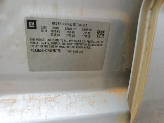 1G1JA5SH0F4125978 - 2015 CHEVROLET SONIC LS 银色 照片 12