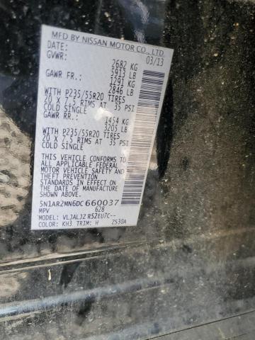 5N1AR2MN6DC660037 - 2013 NISSAN PATHFINDER S BLACK photo 12