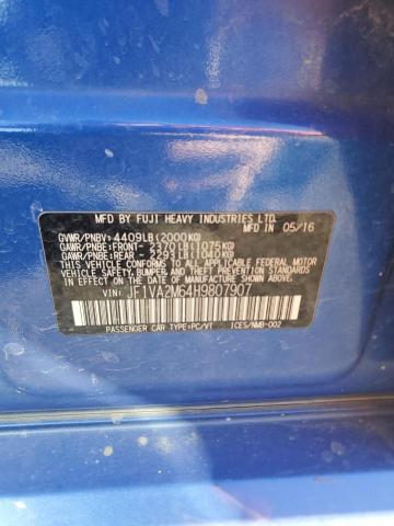 JF1VA2M64H9807907 - 2017 SUBARU WRX STI BLUE photo 12