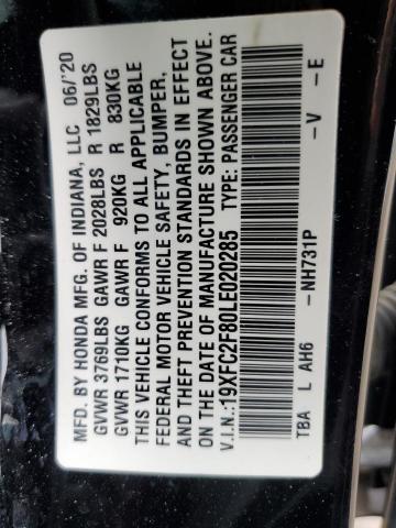 19XFC2F80LE020285 - 2020 HONDA CIVIC SPORT 黑色 照片 12