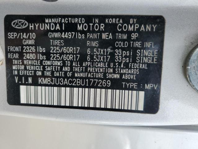 KM8JU3AC2BU177269 - 2011 HYUNDAI TUCSON GLS SILVER photo 13