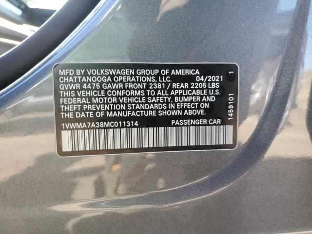 1VWMA7A38MC011314 - 2021 VOLKSWAGEN PASSAT R-LINE Boz foto 13