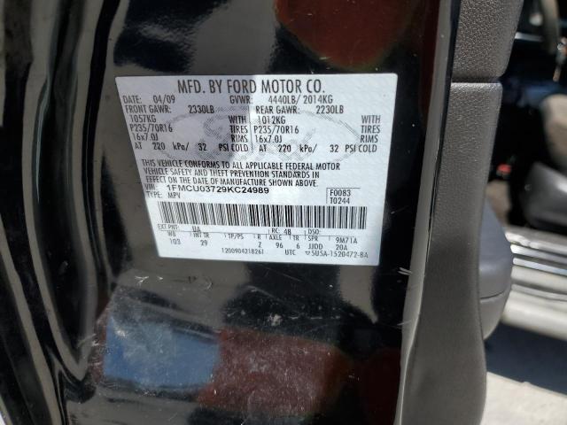 1FMCU03729KC24989 - 2009 FORD ESCAPE XLT BLACK photo 13