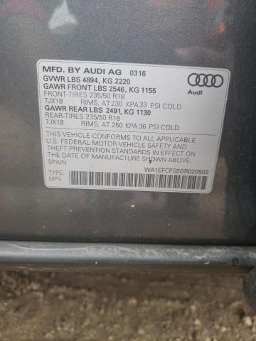 WA1EFCFS5GR020503 - 2016 AUDI Q3 PREMIUM PLUS GRAY photo 13