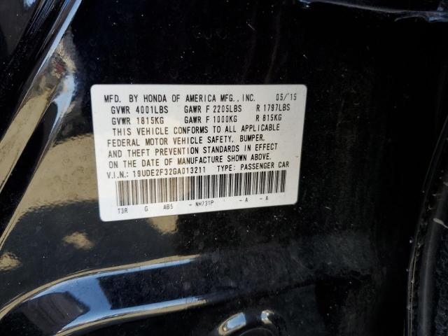 19UDE2F32GA013211 - 2016 ACURA ILX BASE WATCH PLUS BLACK photo 12