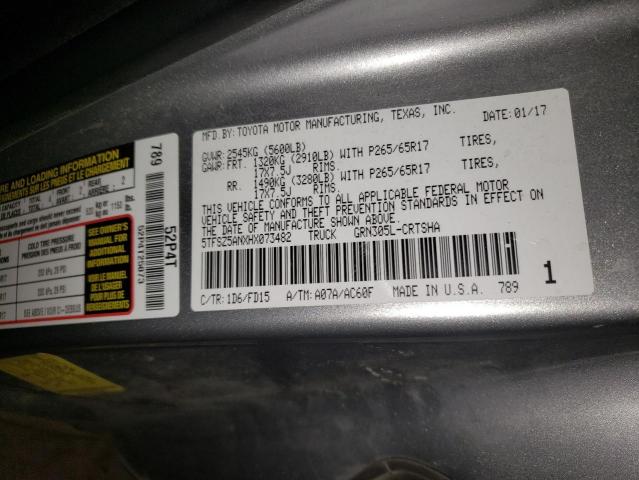 5TFSZ5ANXHX073482 - 2017 TOYOTA TACOMA ACCESS CAB ვერცხლისფერი ფოტო 12