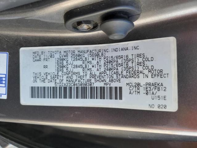 5TDZA23C04S090307 - 2004 TOYOTA SIENNA CE GRAY photo 13