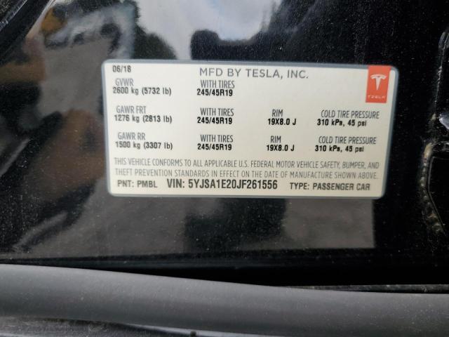 5YJSA1E20JF261556 - 2018 TESLA MODEL S 黑色 照片 12