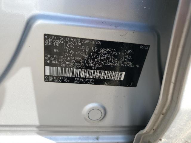 JTMRFREV4D5019951 - 2013 TOYOTA RAV4 XLE ვერცხლისფერი ფოტო 13