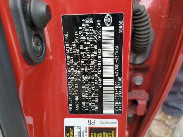 4T4BF1FK7ER439283 - 2014 TOYOTA CAMRY L RED photo 12