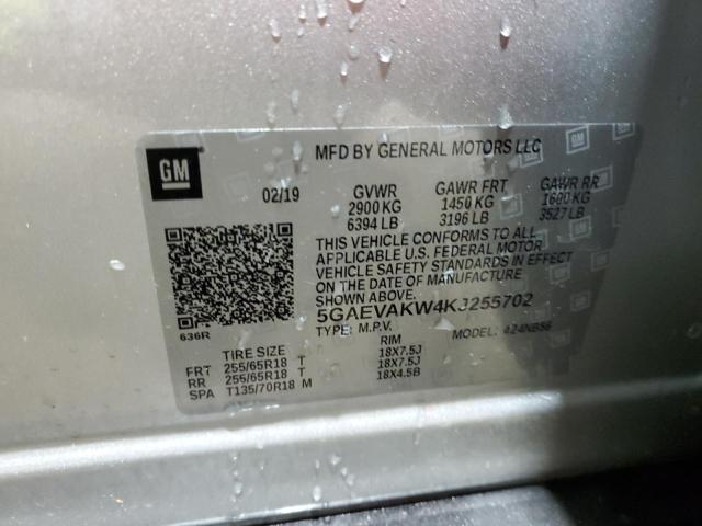 5GAEVAKW4KJ255702 - 2019 BUICK ENCLAVE ESSENCE ვერცხლისფერი ფოტო 13