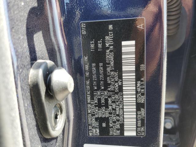 5TDHZRBH1NS234913 - 2022 TOYOTA HIGHLANDER XLE BLUE photo 14