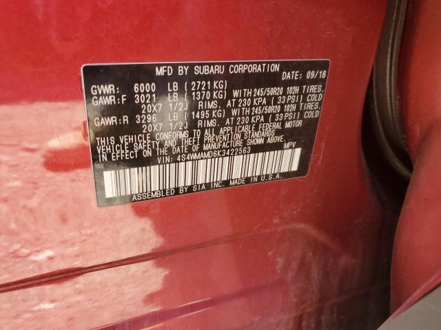 4S4WMAMD6K3422563 - 2019 SUBARU ASCENT LIMITED RED photo 13