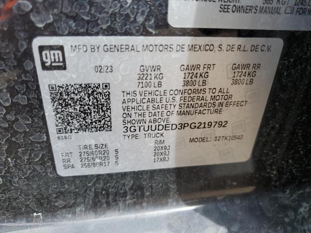 3GTUUDED3PG219792 - 2023 GMC SIERRA K1500 SLT CHARCOAL photo 12