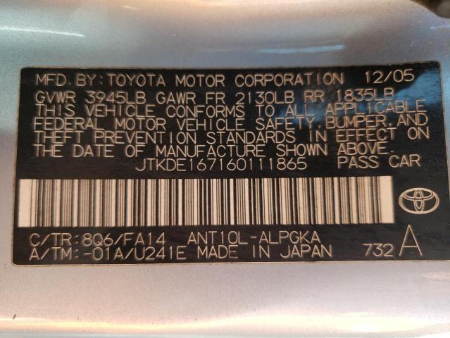 JTKDE167160111865 - 2006 TOYOTA SCION TC 蓝色 照片 13