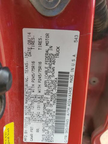 5TFJX4GN9FX037914 - 2015 TOYOTA TACOMA DOUBLE CAB PRERUNNER RED photo 12