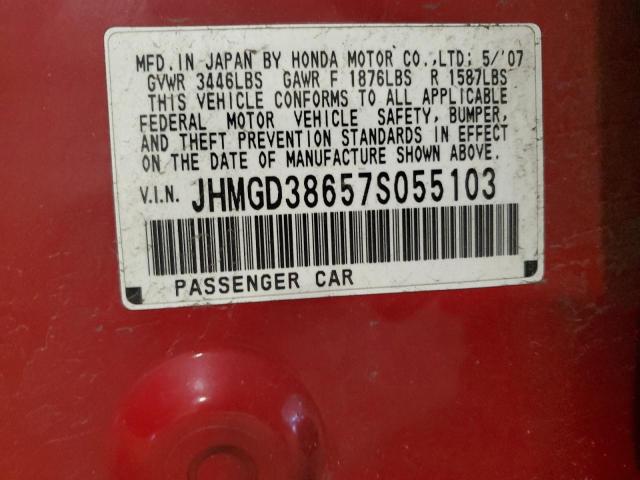 JHMGD38657S055103 - 2007 HONDA FIT S 红色 照片 12