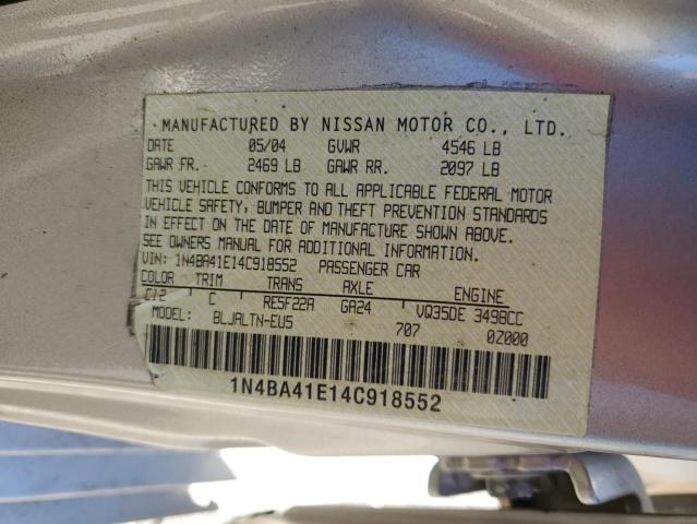 1N4BA41E14C918552 - 2004 NISSAN MAXIMA SE BEIGE photo 12