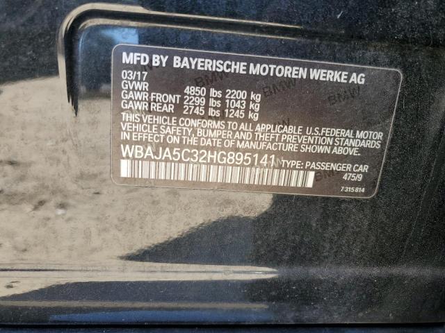 WBAJA5C32HG895141 - 2017 BMW 530 I BLACK photo 12