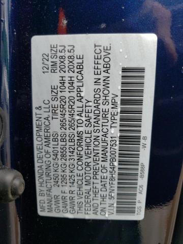 5FNYF8H54PB007531 - 2023 HONDA PASSPORT EXL Azul foto 14