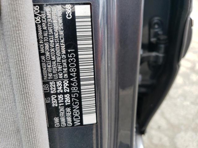 WDBNG75J86A480351 - 2006 MERCEDES-BENZ S 500 GRAY photo 13