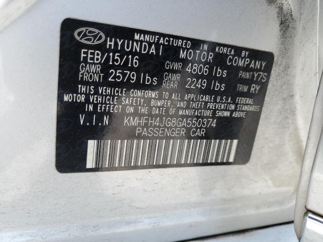 KMHFH4JG8GA550374 - 2016 HYUNDAI AZERA LIMITED SILVER photo 13