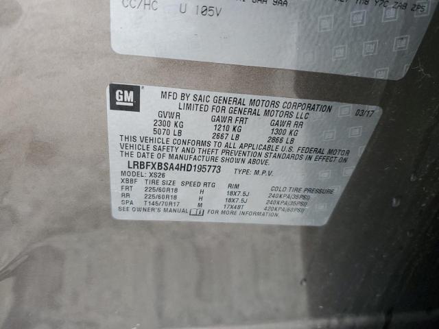 LRBFXBSA4HD195773 - 2017 BUICK ENVISION ESSENCE Շագանակագույն լուսանկար 13