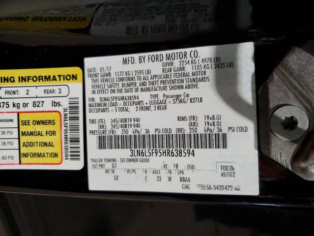 3LN6L5F95HR638594 - 2017 LINCOLN MKZ RESERVE 黑色 照片 12