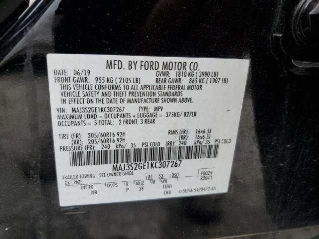 MAJ3S2GE1KC307267 - 2019 FORD ECOSPORT SE Қара фото 12