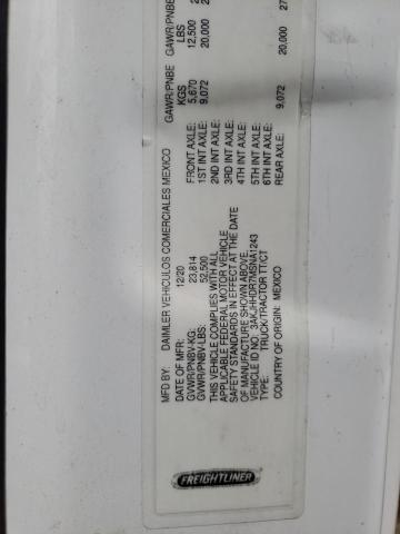 3AKJHHDR7MSNA1243 - 2021 FREIGHTLINER CASCADIA 1 WHITE photo 10